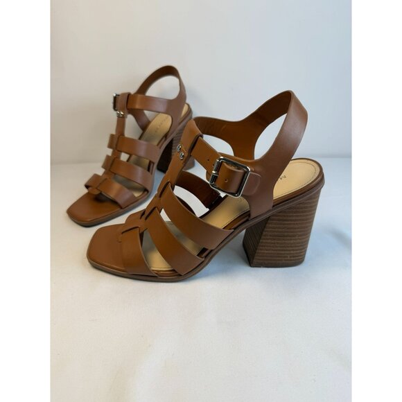 Marc Fisher Shoes - Marc Fisher Fynlee Sandals Women Size 9M Brown Leather Strappy Block Heel Shoes